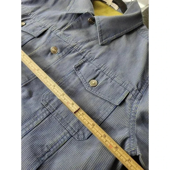 Marc Jacobs Jean Jacket Mens Blue Striped Button Pockets Collar Cotton 25" M - Picture 3 of 8